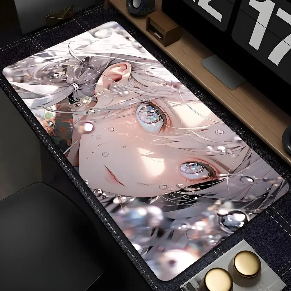 

Hot Ins Anime Girl blue eye Mousepad Large Computer Gaming Accessories MousePads Desk Mats Anti-slip Laptop Soft Mice Pad