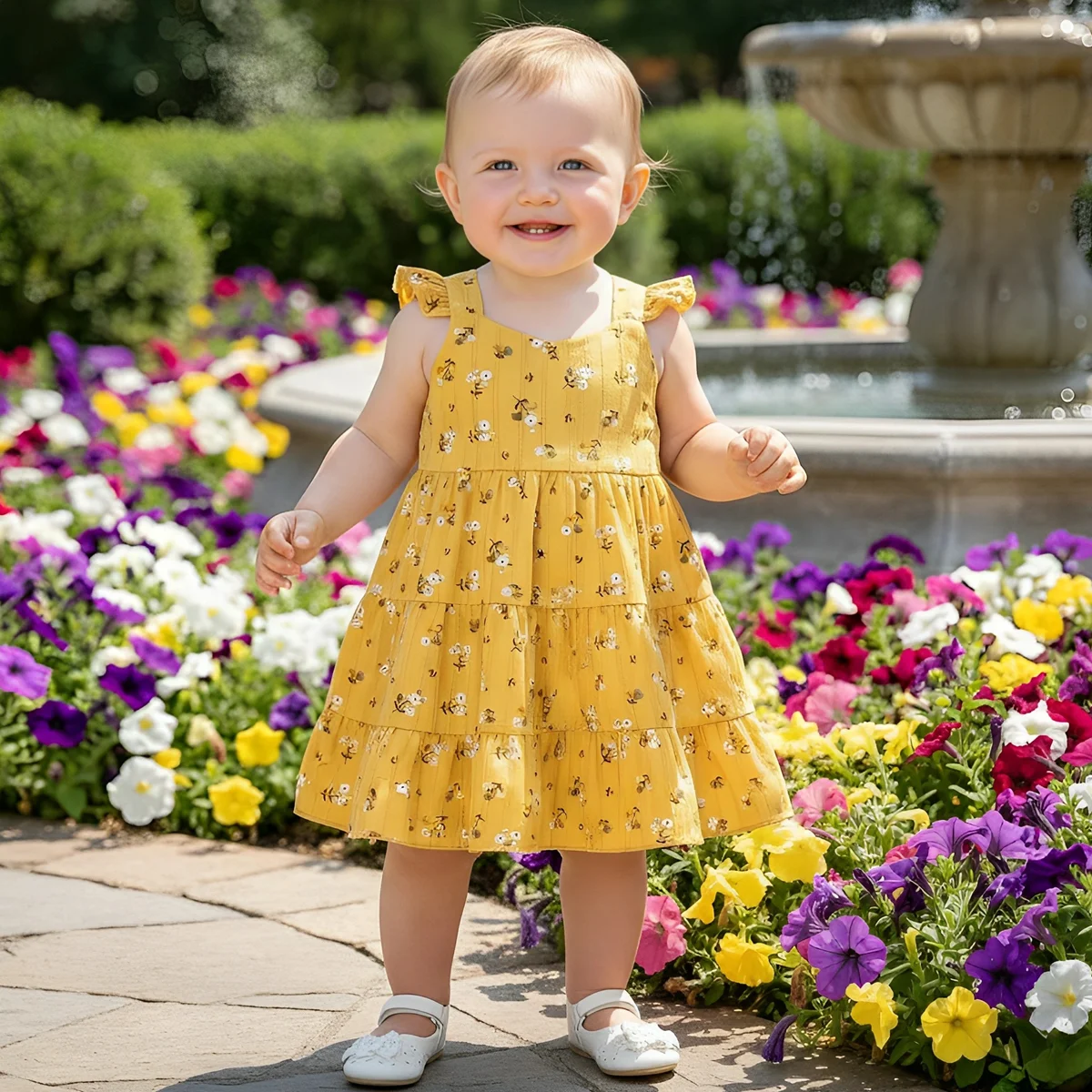 Flower Children Girls Dress Cute Sleeveless Casual Baby Dress Summer