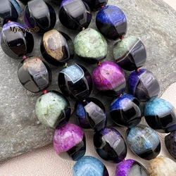 Large Faceted Multicolor Agates Quartzs Lantern Nugget Beads For DIY Earring Jewelry Making MY231159