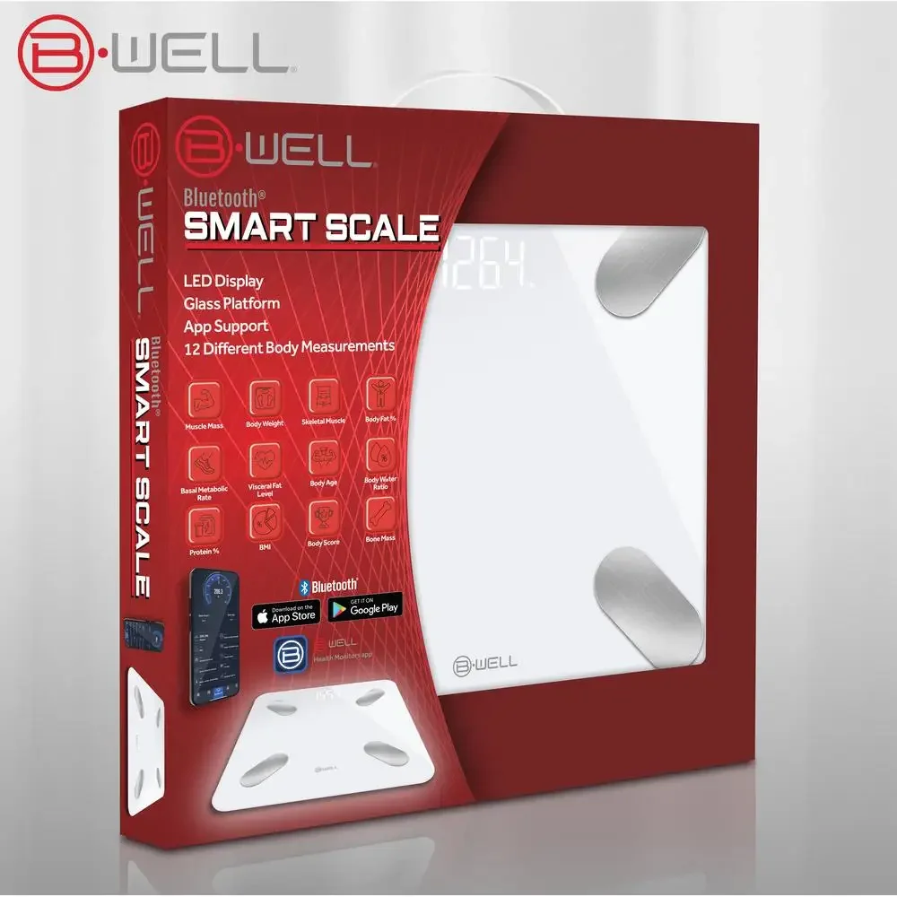 Bluetooth Body Composition Scale 12 Measurements App Support Digital LED Display