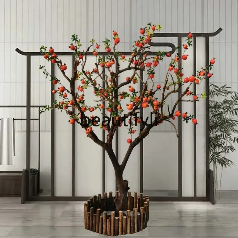 

Simulation fake tree pomegranate fruit tree orange, apple persimmon hawthorn, window decoration, indoor floral arrangement