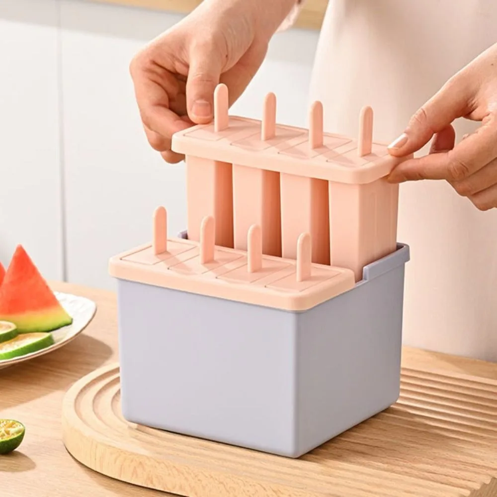 

Household 4/8 Grids Popsicle Mold Easy To Release Food-Grade Material Popsicle Maker DIY with Stick Sorbet Mold Kids