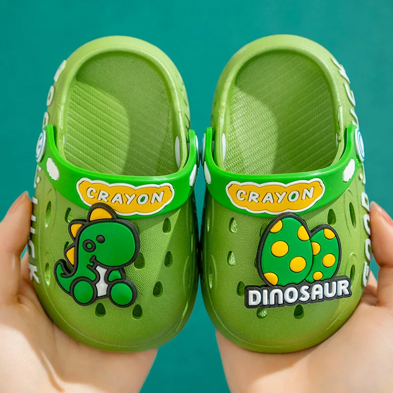 New Child Summer Baby Cartoon Dinosaurs Soft Bottom Hole Sandals Boy Girl Home Baotou type Slippers Kids' Non-slip Beach Sandals