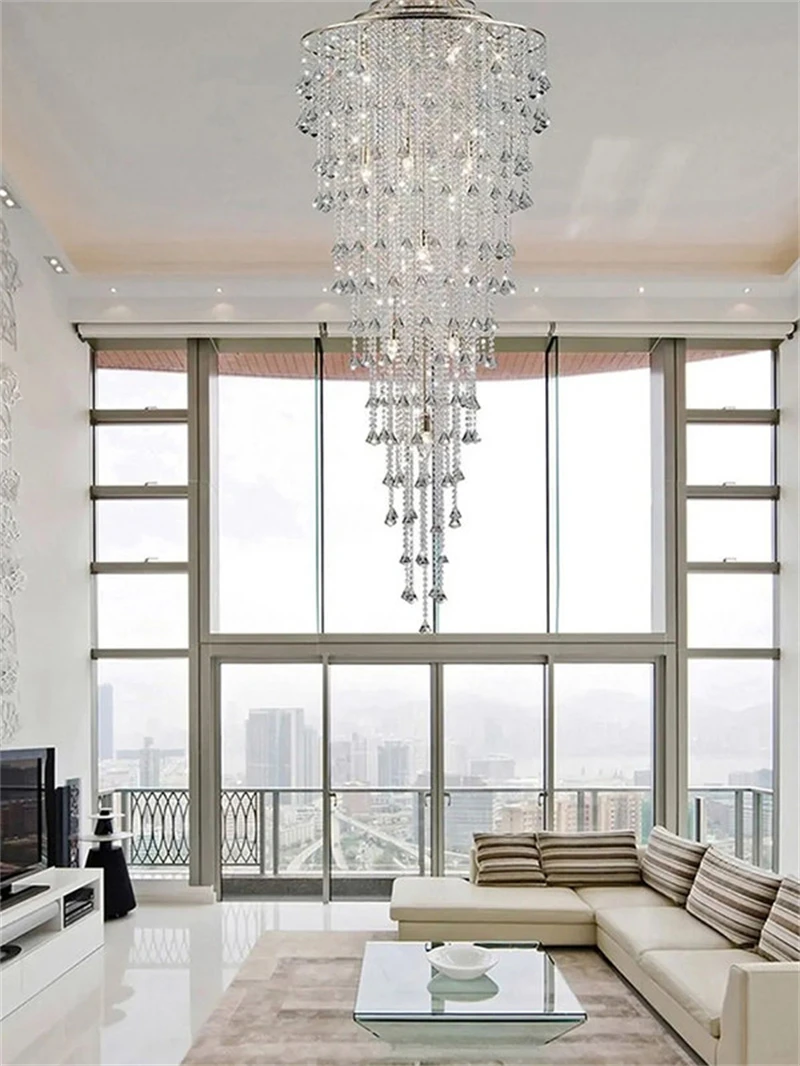 

French chandelier luxury hotel engineering custom crystal chandelier staircase loft LED lighting