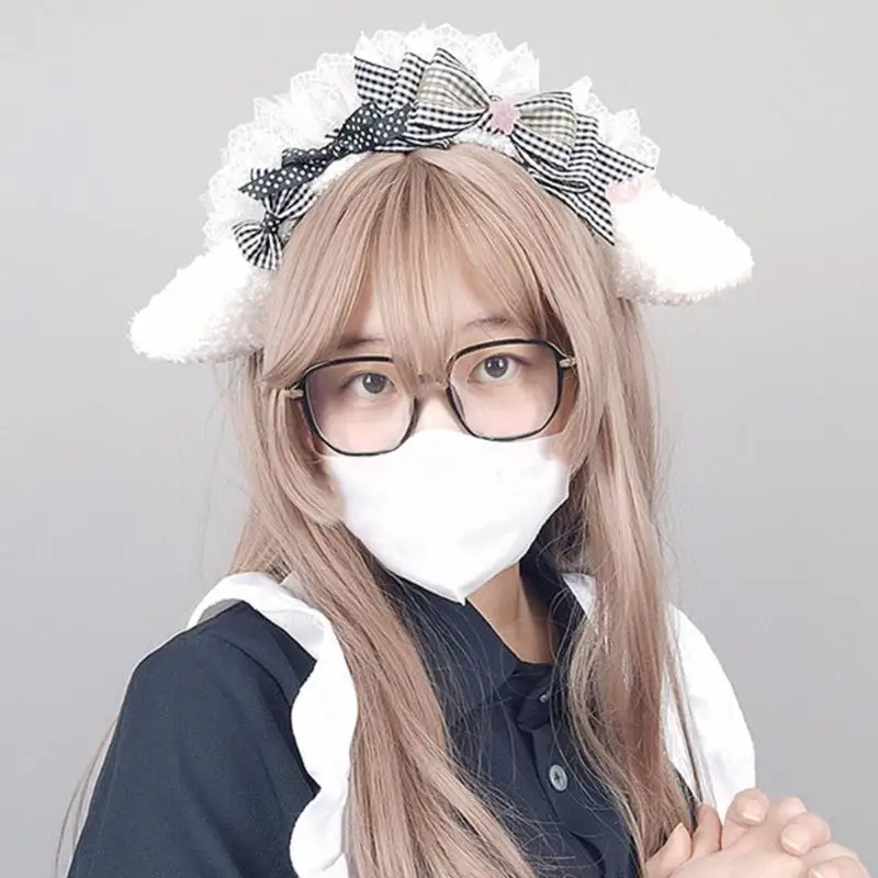 

31BB Женская плиссированная кружевная повязка на голову для девочек, повязка для косплея для макияжа, украшения для волос на