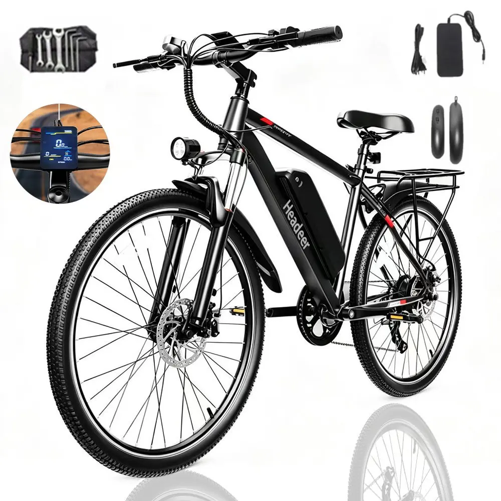 HEADEER BK1350 E-Bike 500W Motor (Etikett zeigt 350W) 48V15AH Langstrecken-Akku Doppelte Scheibenbremsen Stadtpendler 26-Zoll-Reifen Elektro-Mountainbike