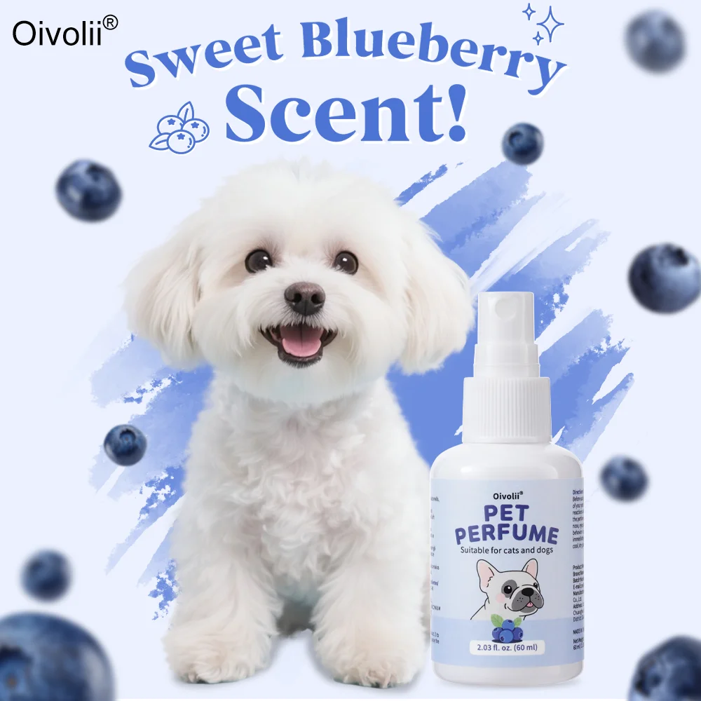 Perfume Desodorante para Mascotas, Perros y Gatos, Aroma Natural y Duradero a Arándanos, Tamaño de Viaje, Portátil