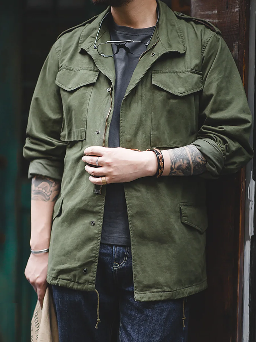 

American Retro M65 Camouflage Jaet Men's Spring Workwear Hard Man Military Sle Coat een Hunting Clothes Multi-ket De...