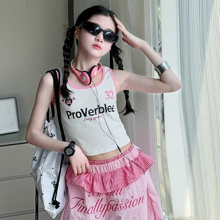 Summer teen girls clothes cotton Tank Top t-shirt Paratrooper Pants junior kid Lotus leaf edge waist trousers 4-14 child outfits