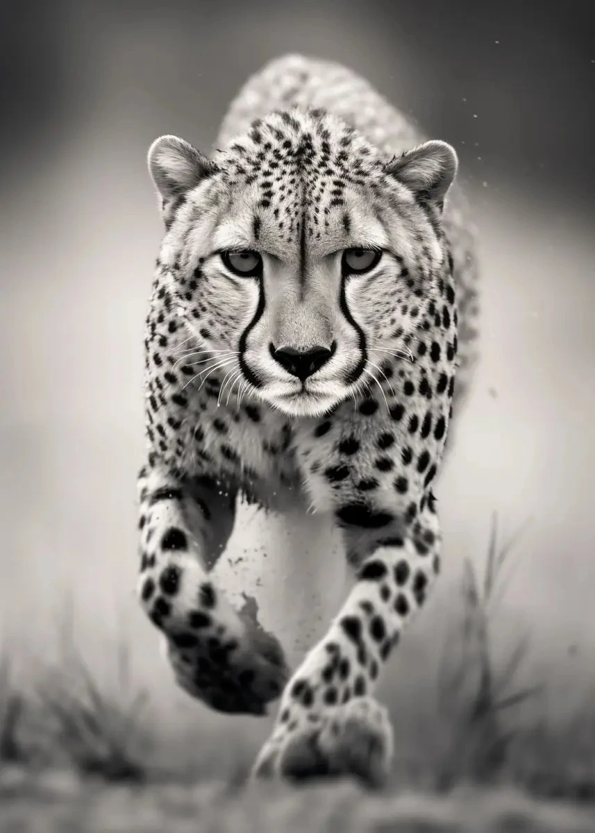 Póster de animales en blanco y negro, Tigre, elefante, ciervo, guepardo, toro, caballo, lienzo, impresiones, arte de pared, decoración del hogar sin marco