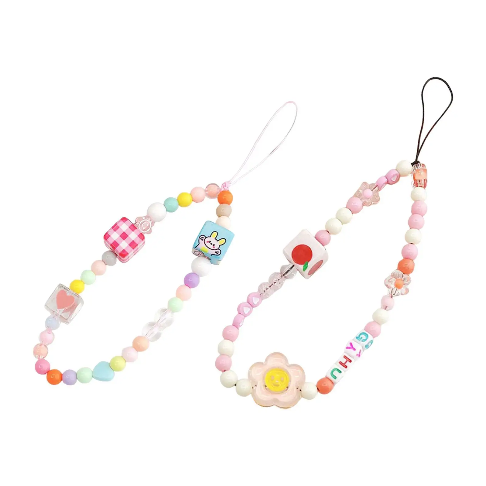 Beads Bracelet Keychain Phone Chain Strap Multipurpose Women Bag Accessory Phone