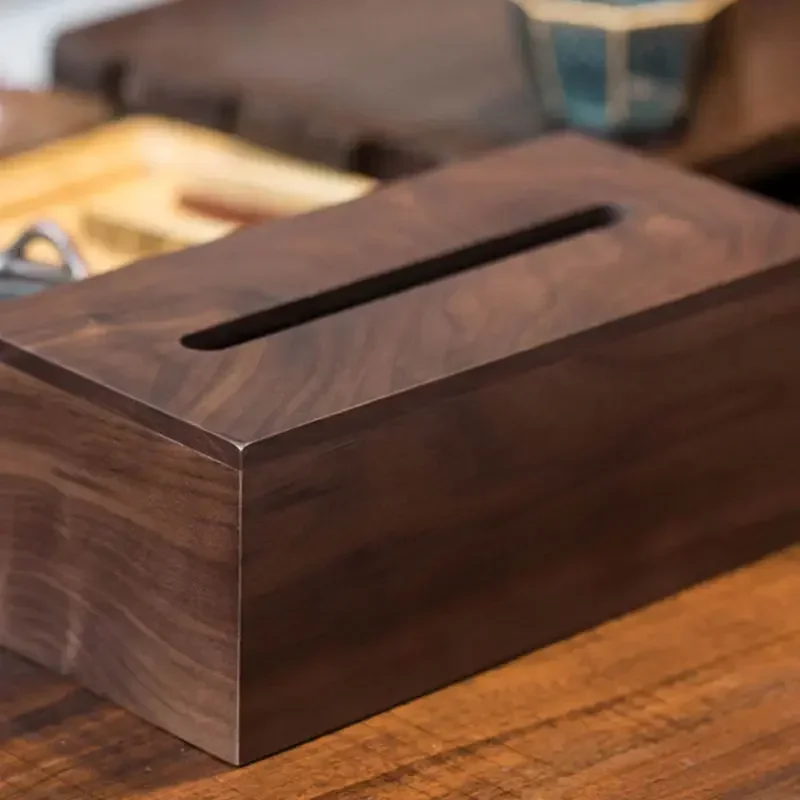 

Black walnut tissue box living room solid wood modern minimalist home creative restaurant napkin pumping napkins