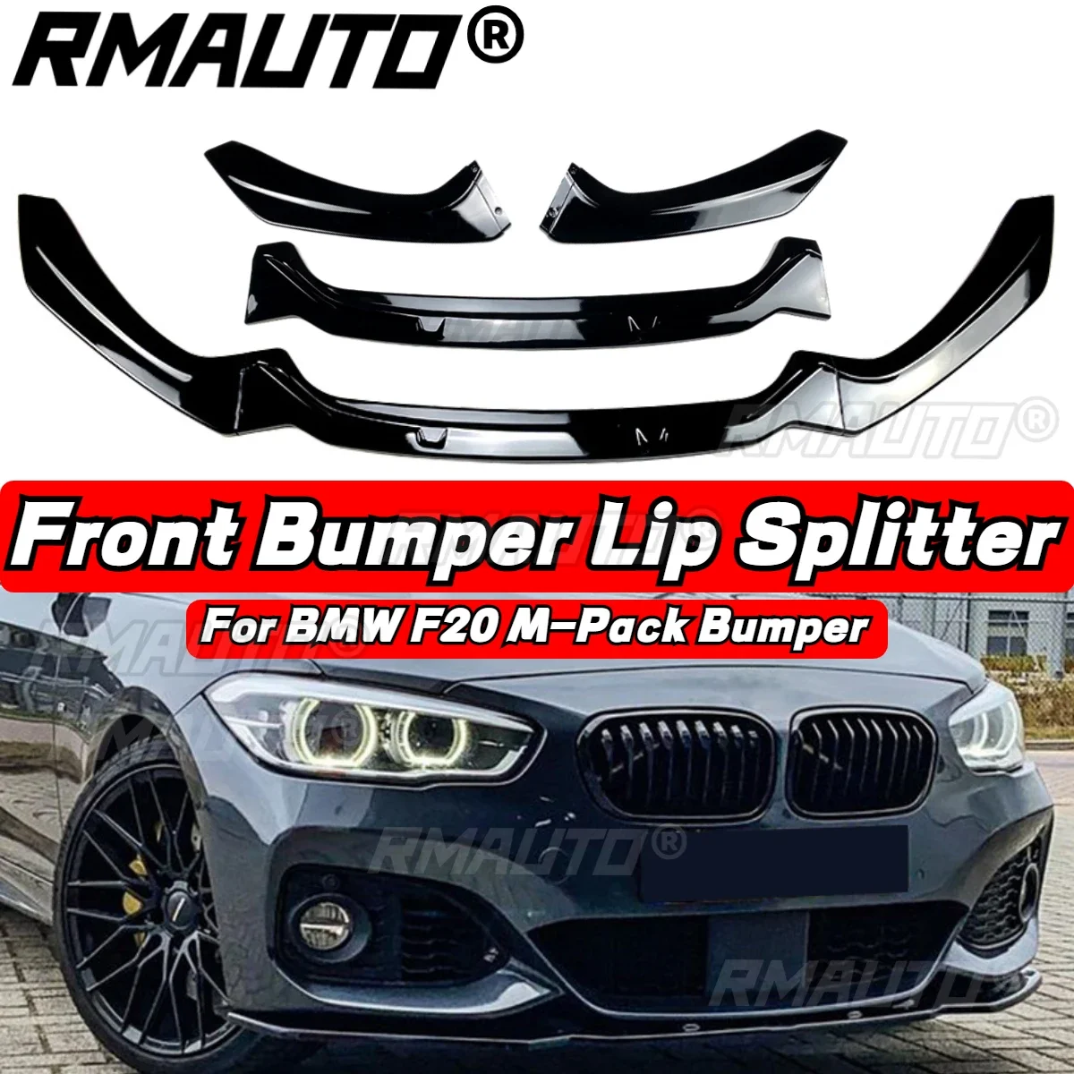 

3Pcs F20 Front Bumper Lip Splitter Spoiler Diffuser Bumper Protector Body Kit for BMW 1-Series F20 F21 2011-2019 Car Accessories