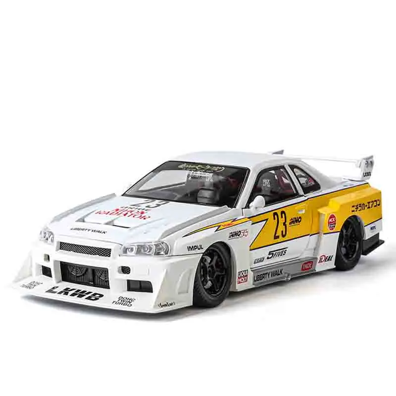 

1:24 Skyline GTR-S15 F1, модель спортивного автомобиля, игрушка из сплава, литой под давлением звук, свет, гоночный автомобиль, амортизирующий автомобиль, подарки для детей