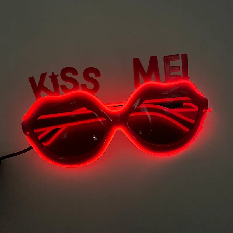 Kiss Me Leuchtende Brille für die zukünftige Braut, leuchtende rote Lippen-Sonnenbrille für Mädchen und Frauen, Y2K-Accessoires, Nachtclub-Requisiten – Detail 5