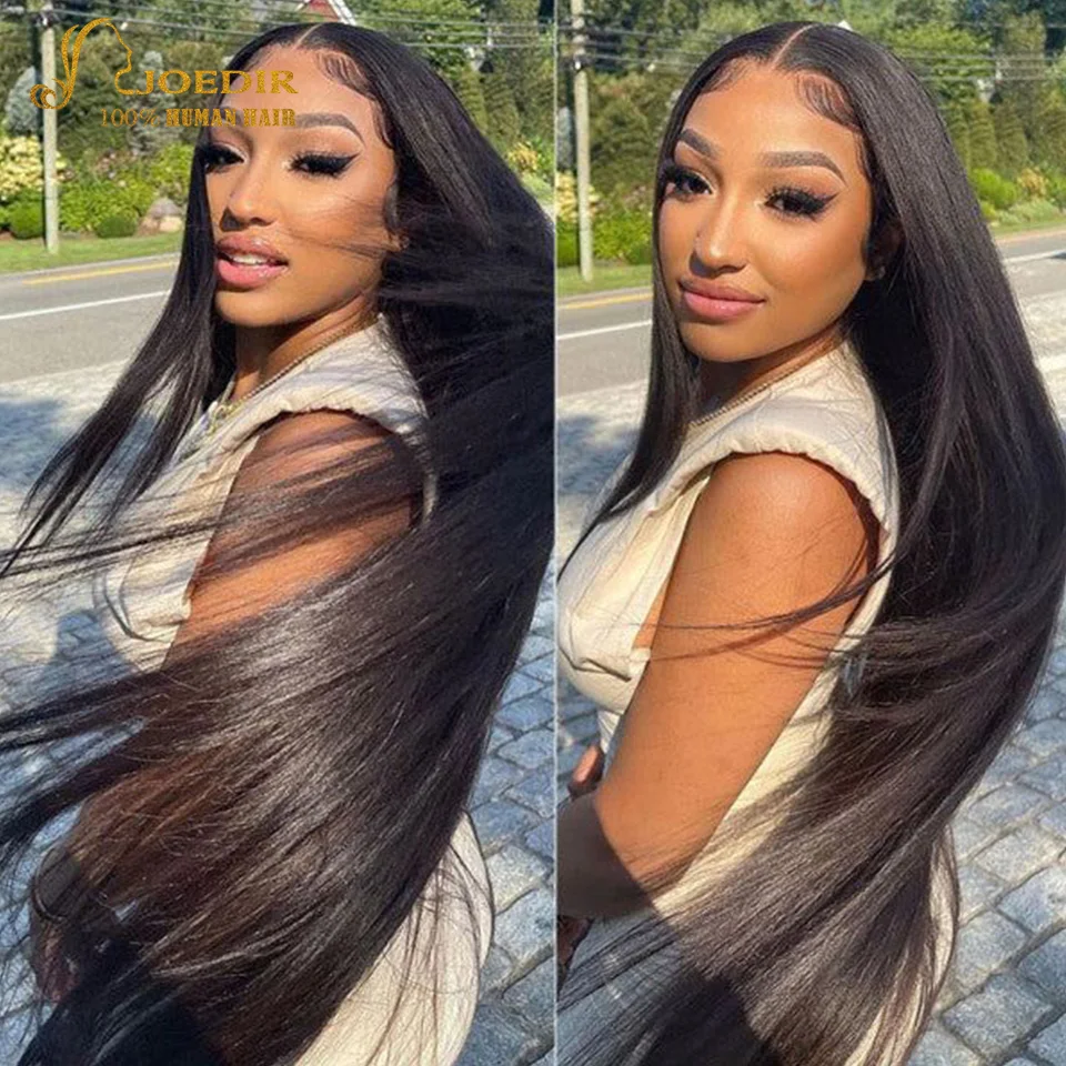 Bone Straight 13*5*2 T Lace Wigs For Black Women 180% Density Remy Straight Hair Transparent 100% Human Hair Lace Front Wigs