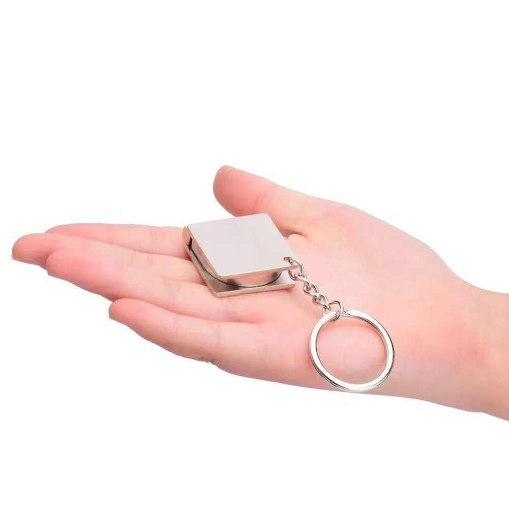 Zinc Alloy Compact Keychain Tape Measure 47.24 Inches Dual Scale for Measuring Fixtures Fittings and Components