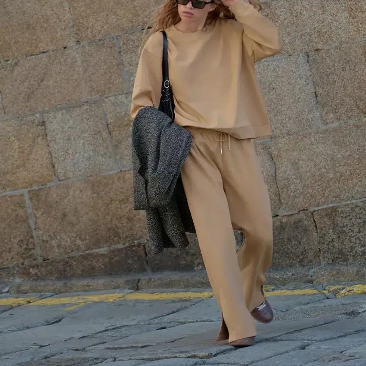 

Новые весенние женские двусторонние тканевые толстовки с капюшоном, брюки с длинным разрезом, длинный све, повседневная спортивная одежда, комплект из двух предметов