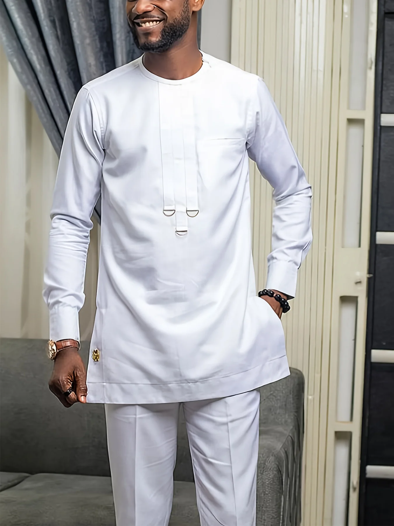 

2024 New in Trendy African White Clothing for Men - Stylish Dashiki Outfits and Shirts with Unique Patterns