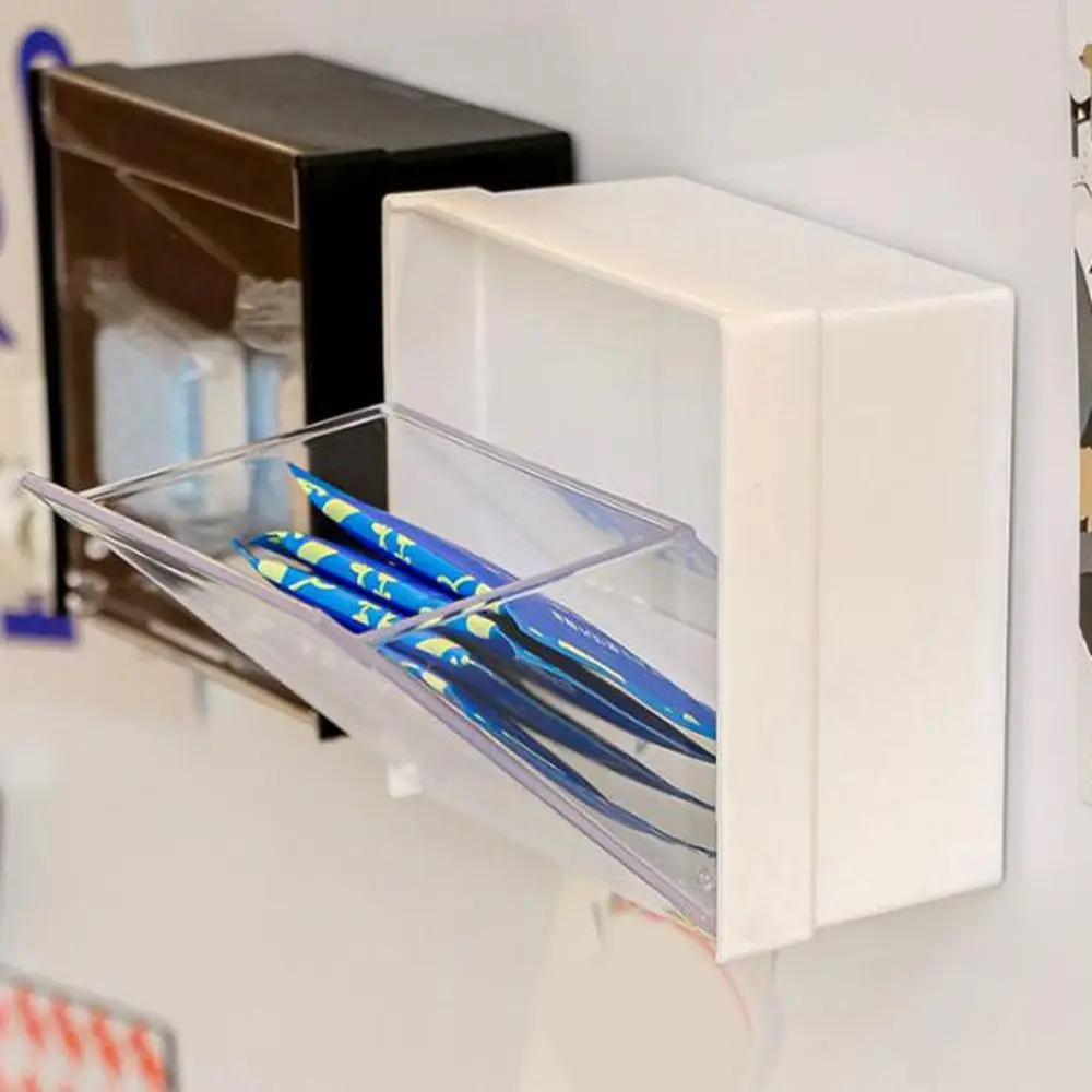 

Plastic Magnetic Storage Box Space Saving Dustproof Mini Storage Box Square with Transparent Lid Cotton Pad Holder For Home