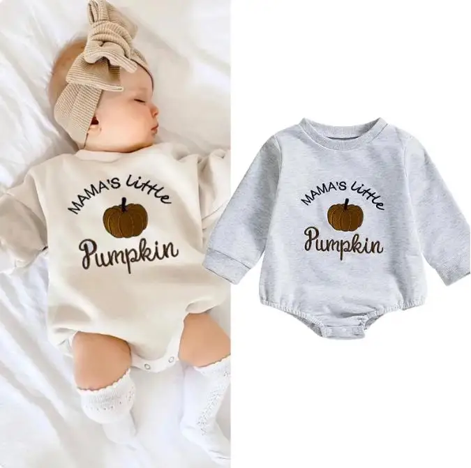 

Baby Halloween Clothes Pumpkin Letter Embroidery Toddler Sweatshirt Rompers Long Sleeve Jumpsuit for Newborn Infant