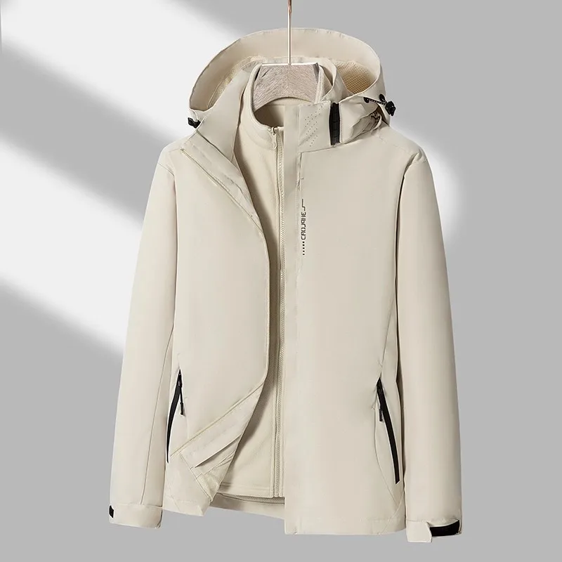 

ex Tee-in-One Outdoor Climbing Jaet Windproof Waterproof Workwear Coat Spring Autumn Winter Faion Urban Sle Zippe...