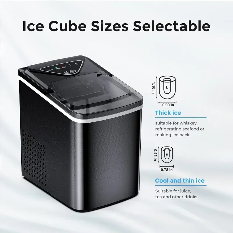 FZF-máquina eléctrica portátil para hacer cubitos de hielo, máquina para hacer cubitos de hielo, función de autolimpieza, 9 hielo listo en 6 minutos, 26 libras, 24 horas