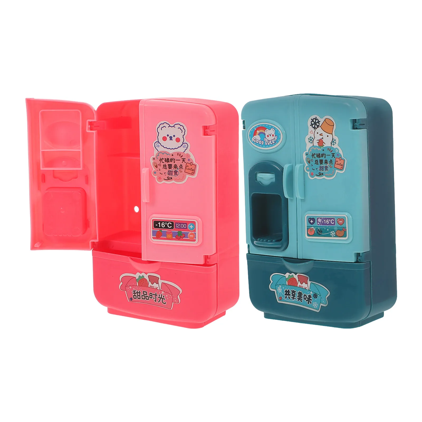 

2Pcs Mini House Refrigerator Decor Realistic Design Compact Size Mini Fridge for Pretend Play Miniature Scenes