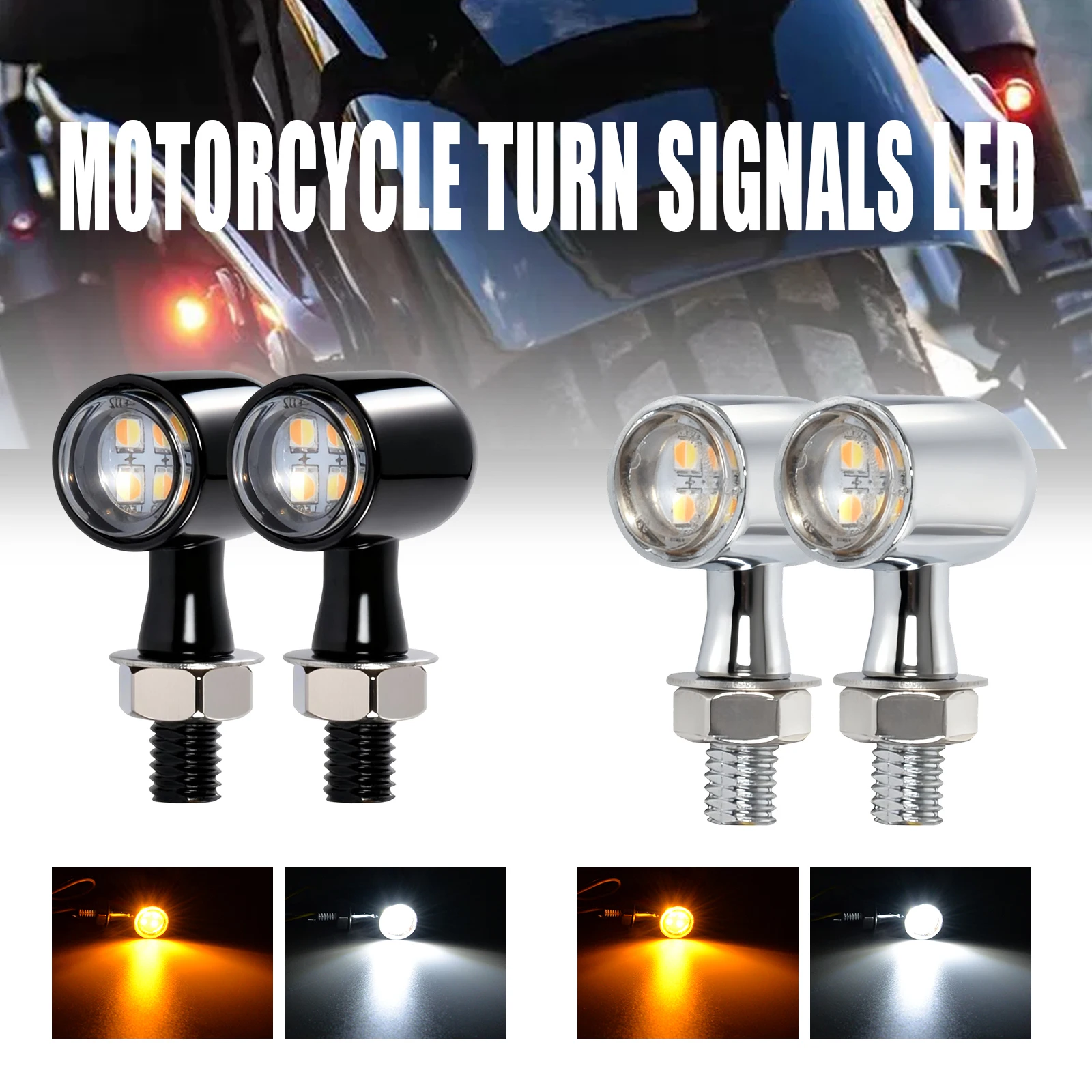 Motorcycle Mini Bullet LED Turn Signal Light Brake Stop Lamp DRL Amber Red White Flashing Indicator For Honda Yamaha Suzuki BMW