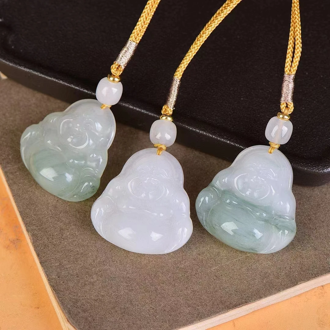 Tianshan Jade Buddha Statue Pendant Natural Stone Necklace Pendants Carved Blessing Lucky Amulet Man Women Charms Jewellery