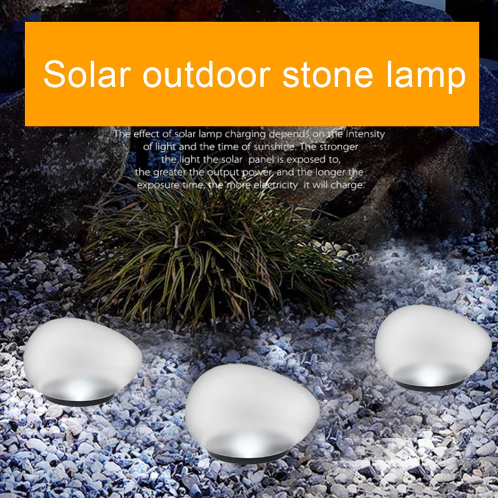 Impermeável ao ar livre Solar Cobble Stone Lamp, luz da paisagem para o parque, varanda piso, decoração do jardim, Glow Stone, IP55