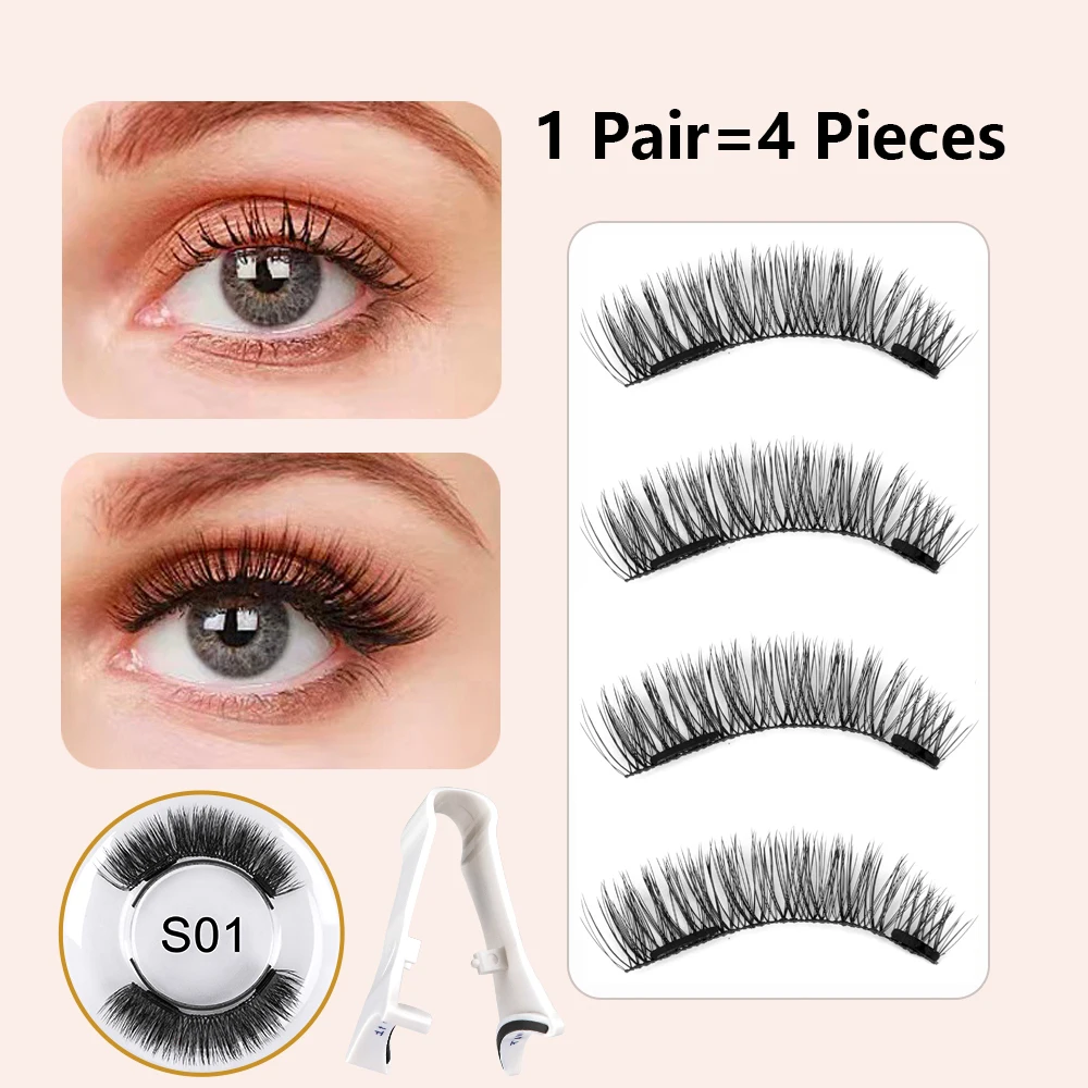 Fluffy Magnetic Eyelashes Set Glue-free Eyelash Clip tools Reusable false Eye Lash strip cluster for women Makeup Beauty Salon