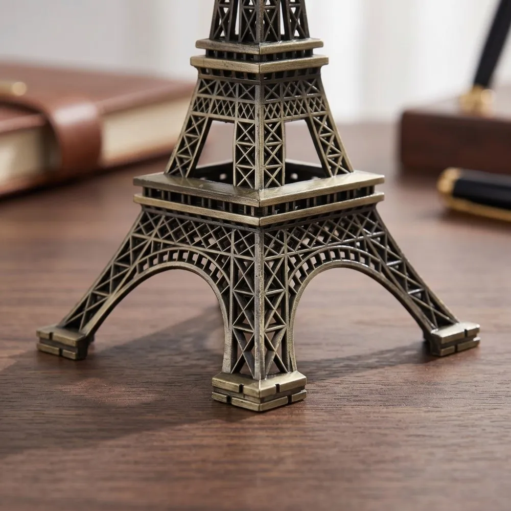Bronze Tone Paris Eiffel Tower Figurine Statue Creative Stylish Building Model Miniature Replica Exquisite Craft