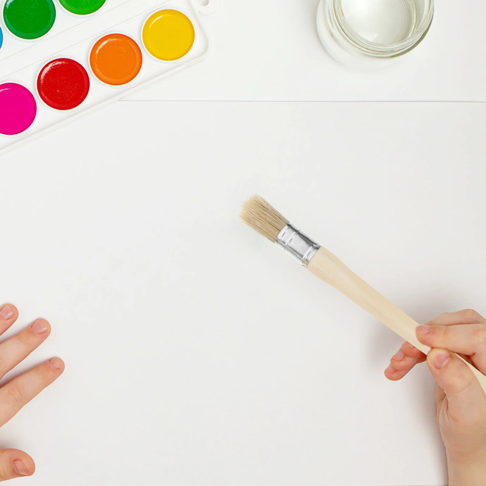 

5Pcs Wooden Handle Round Paint Brush Set for DIY Art Crafts Cabinet Stencil Work Smooth Application in Home Decor Renovation