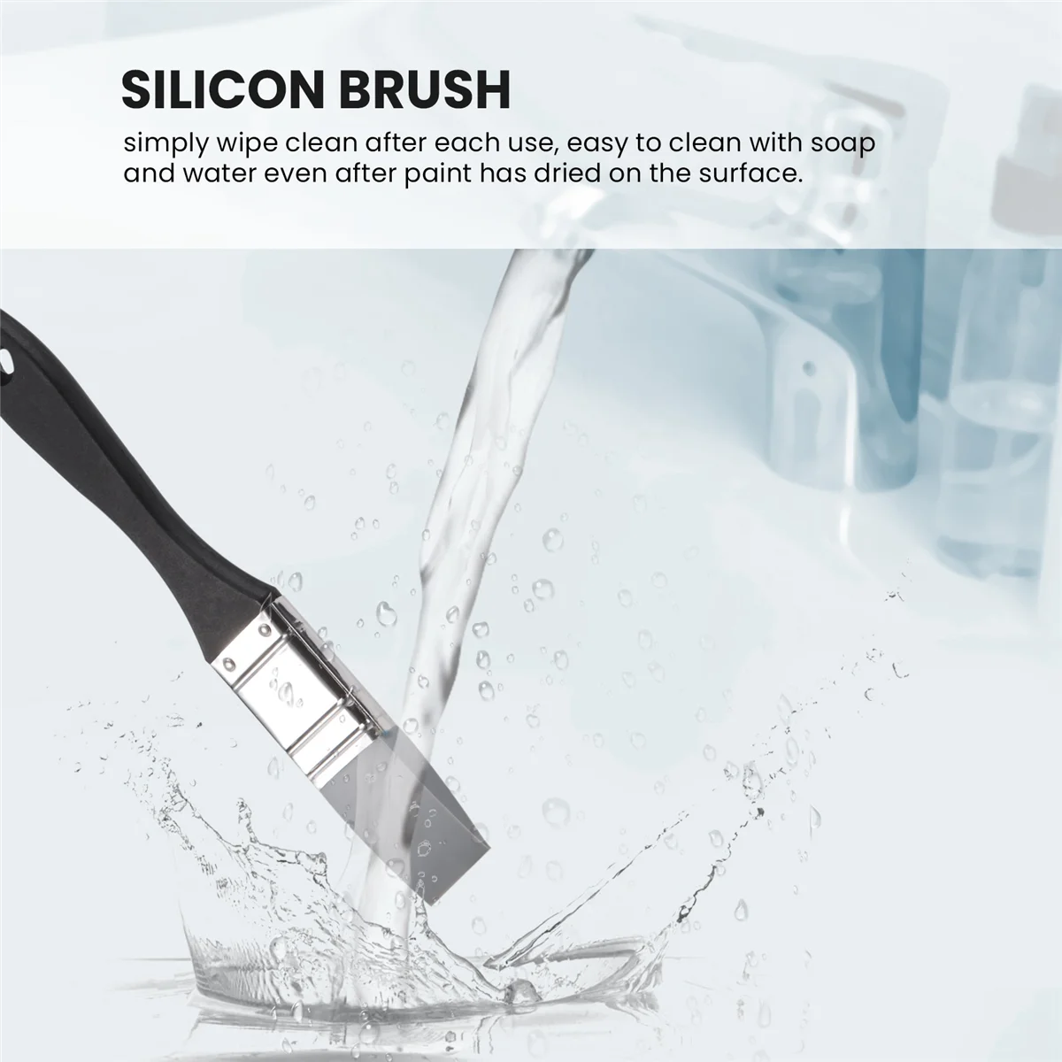 

ABKM Silicone Color Shaper Brush Wide Firm Flat Silicone Paint Brush Flexible Acrylic and Water Based Painting Tool, 1 Inches