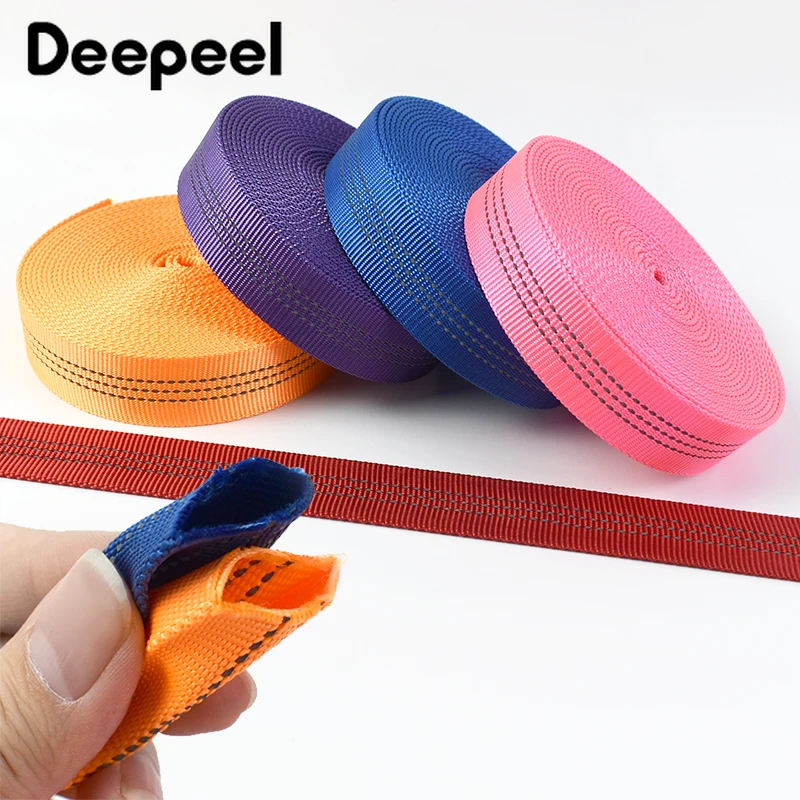 

2/4/10M 25mm Nylon Webbing Strap Reflective Tubular Decorative Ribbons for Sewing Belt Bag Clothes Pet Collar Tape Accessories
