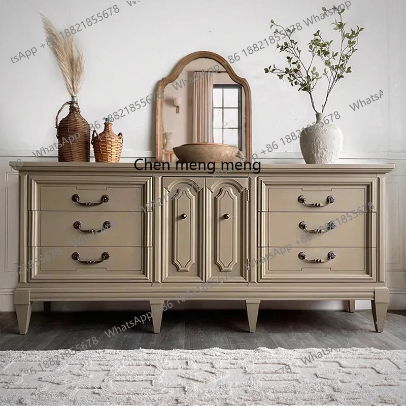 

X French retro solid wood TV cabinet household living room locker drawer partition cabinet American large-capacity storage cabin