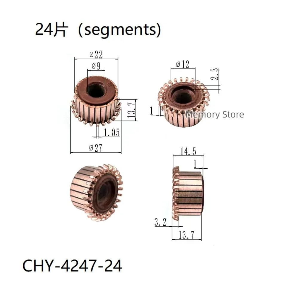 

22x9/10x13.7(14.5)mm 24P Copper Bars Alternator Electric Motor Commutator, CHY-4272-24