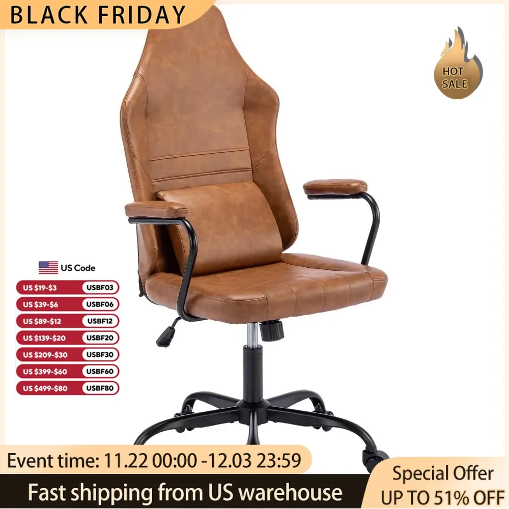 

Office Chair,18.5"D x 27.56"W x 40.55"H Metal Executive High Back PU Leather , 360° Swivel, Height Adjustable for Office chairs