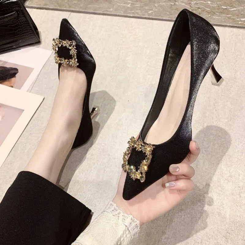 

Sapatos Femininos Women Cute Pu Leather Stiletto Heels for Office Lady Party Night Club Heel Shoes