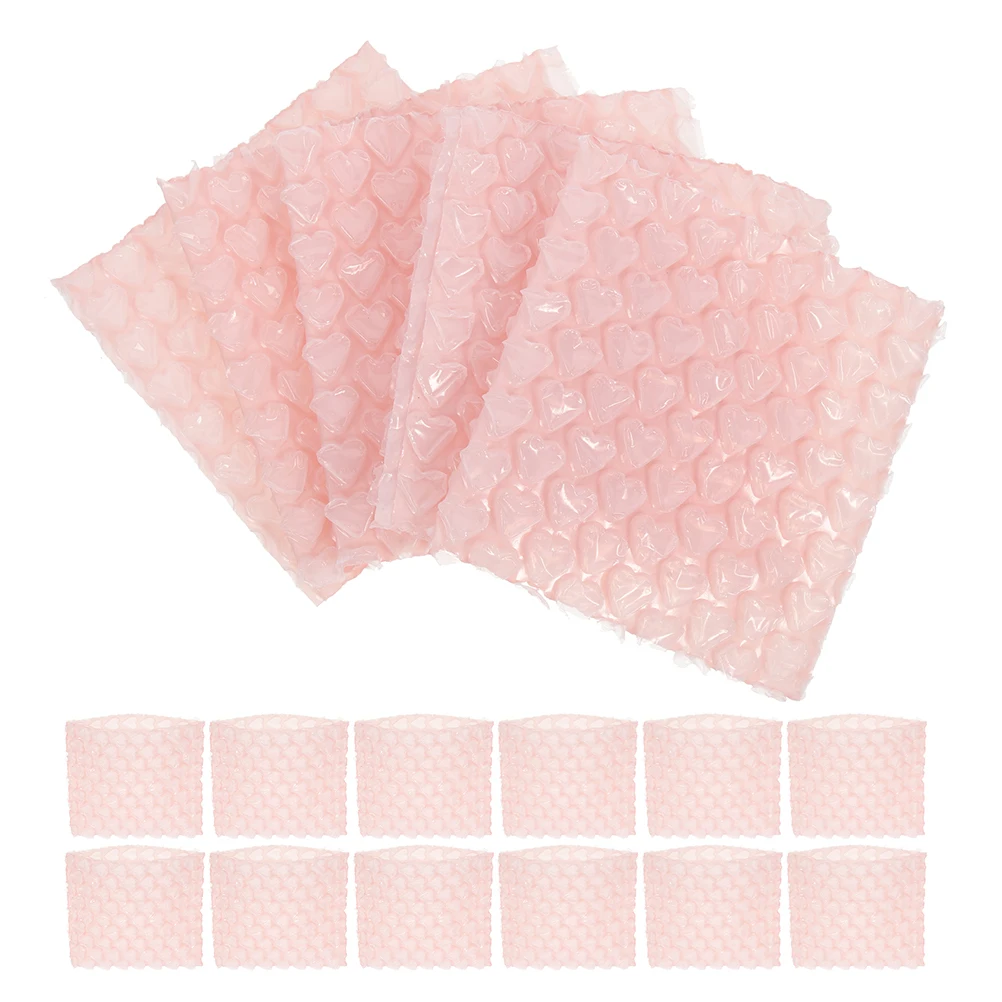 100pcs Bag Shockproof Pink Heart Shape Packing Envelopes PP Cushioning Shipping For Glassware Ceramics Electronics