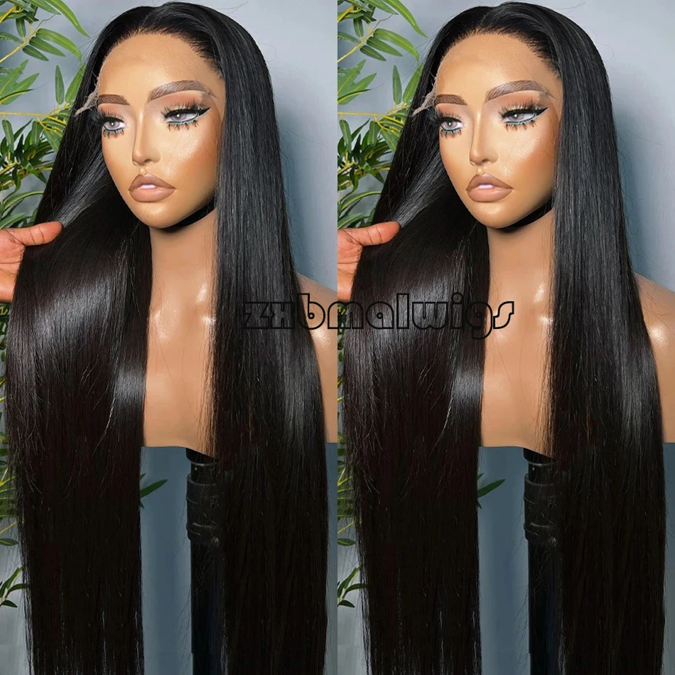 

Synthetic 26 inch 180Density Long Soft Hairline Black Silky Straight Lace Front Wig for Women BabyHair Glueless Preplucked Daily