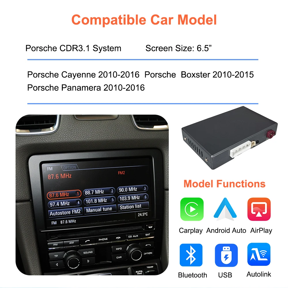 Bonroad OEM Screen Upgrade Decoder Box für Porsche CDR3.1 System Cayenne Boxster Panamera 2010-2016 Carplay Android Auto Modul – Detail 4