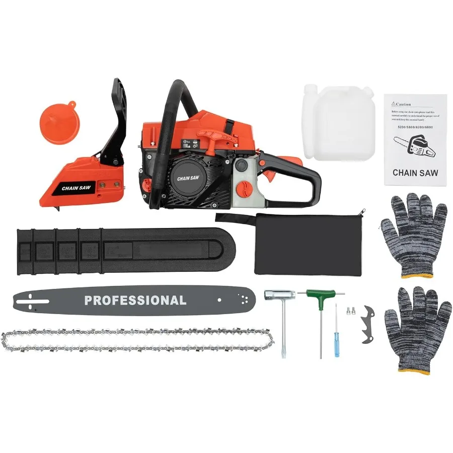 20in 68CC Gas Chainsaw2 Stroke Handheld Petrol Chain Saws Wood work Saw for Sawing Cutting Pruning Trimming Wood Tool