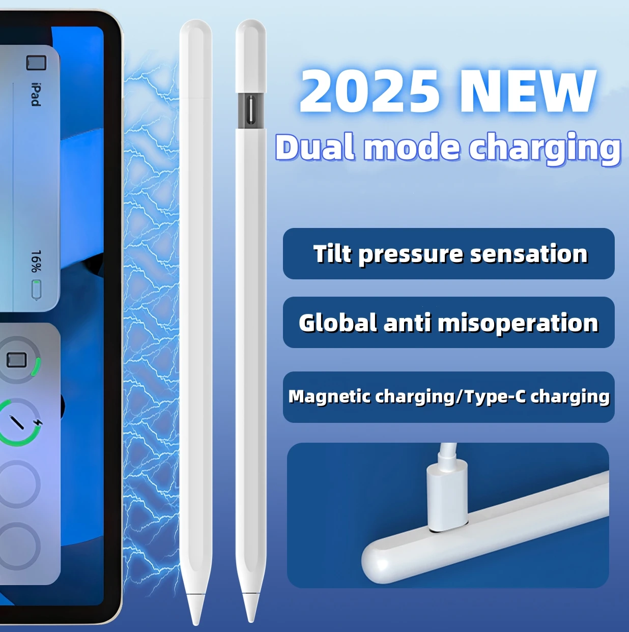 موديل جديد 2025 مناسب لقلم Apple Pencil المغناطيسي اللاسلكي للشحن المزدوج للشحن بالسعة قلم iPad M2/M3/M4 #1