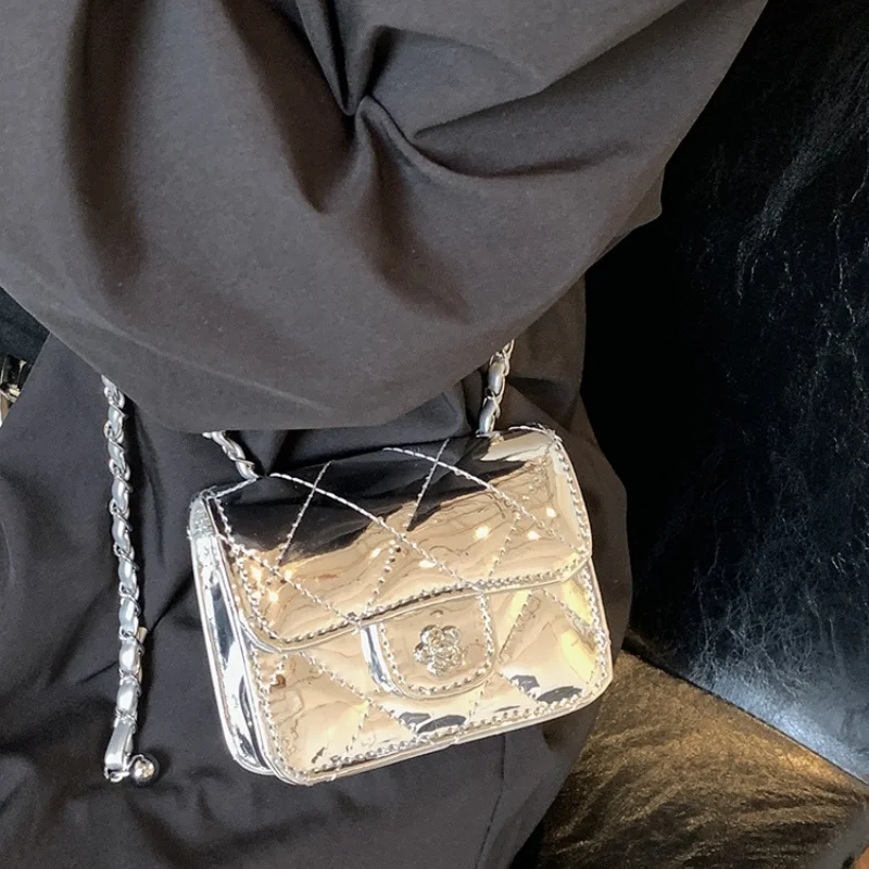 Fahsion Mini Shoulder Bag PU Leather Korean Version Crossbody Bag Solid Color Chain Strap Chain Purse Women Fashion Handbag