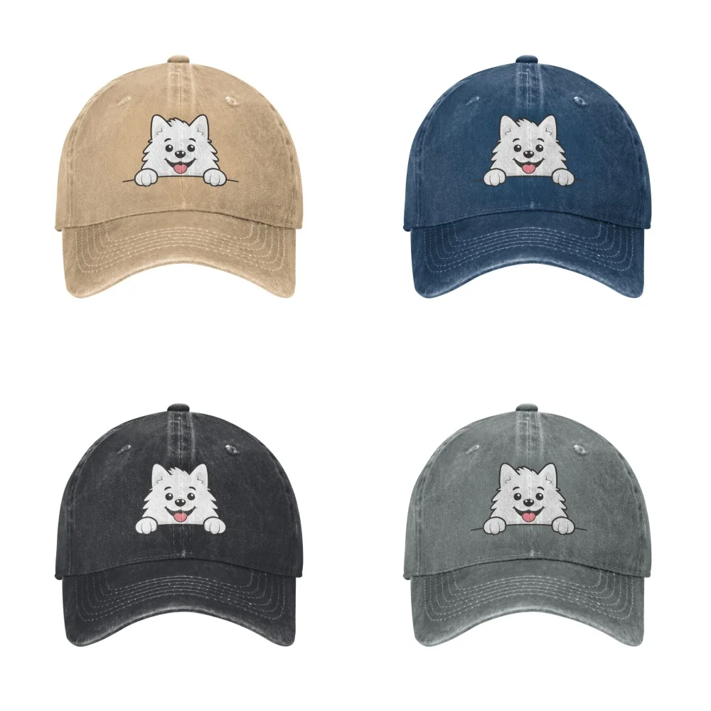 Samoyed Dog Baseball Cap Men Dad Hat Unisex Hip Hop Cap Adult Denim Trucker Cap Summer Sport Sunscreen Hat