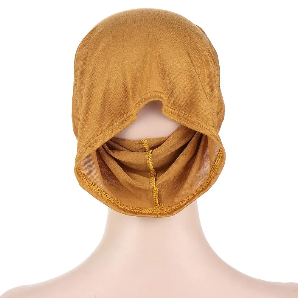 Non-Slip Crossed Forehead Cap Islamic Turban Head Cover Mercerized Cotton Muslim Hijab Inner Hijab Female Cap Solid Color Cap