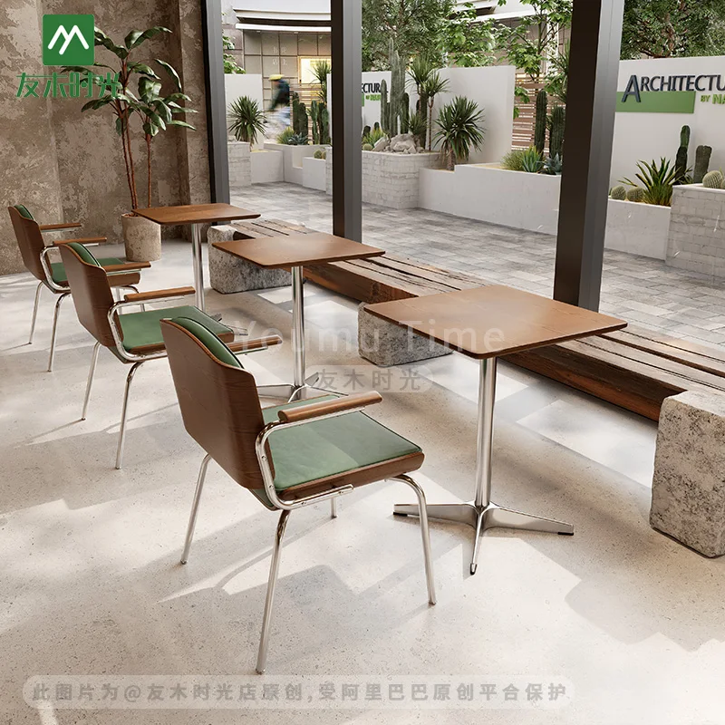 Modern Industrial Style Iron Coffee Shop Sets Durable Restaurant Furniture With Tables And Chairs For Commercial Cafe Furniture
