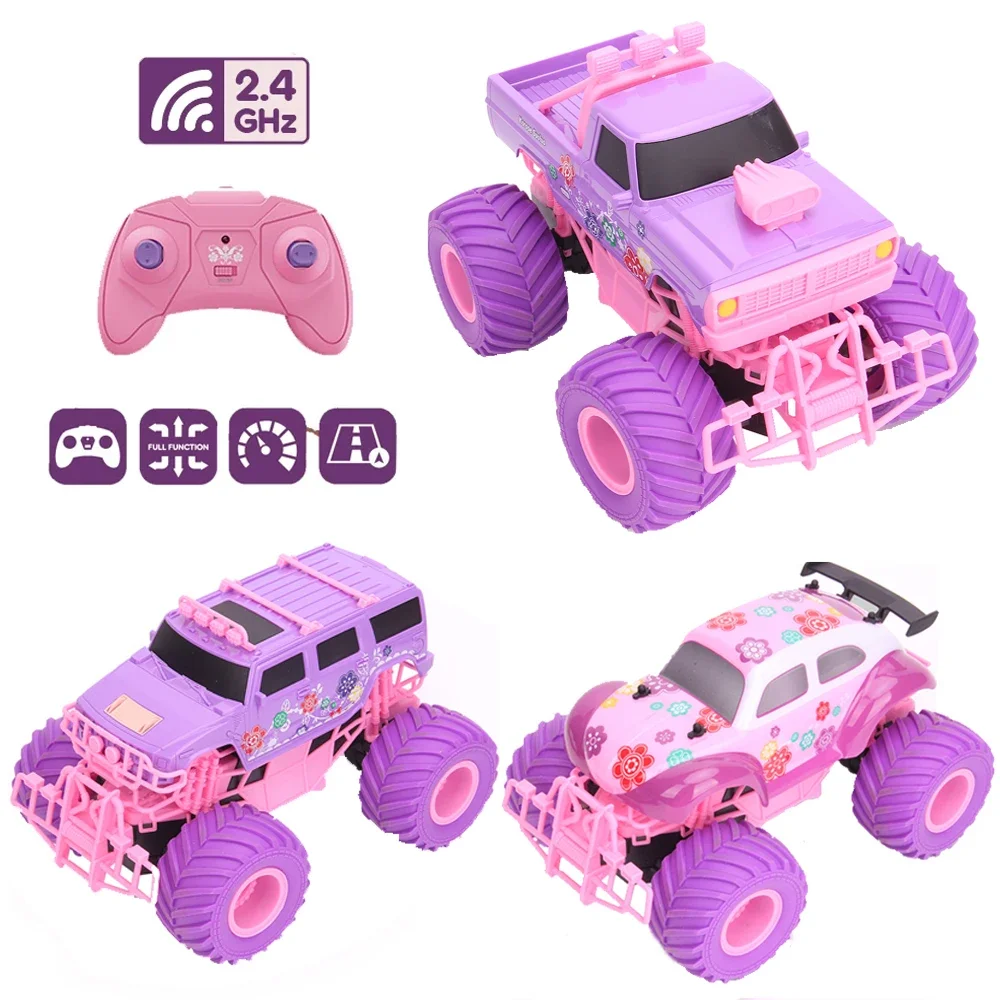 

JJRC Pink RC electric off-road car big wheel fast purple truck remote control girls toys for kids Quality Fine car toy